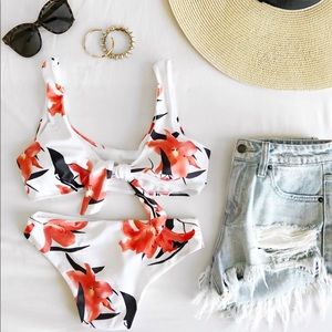 White floral bikini. Never worn!